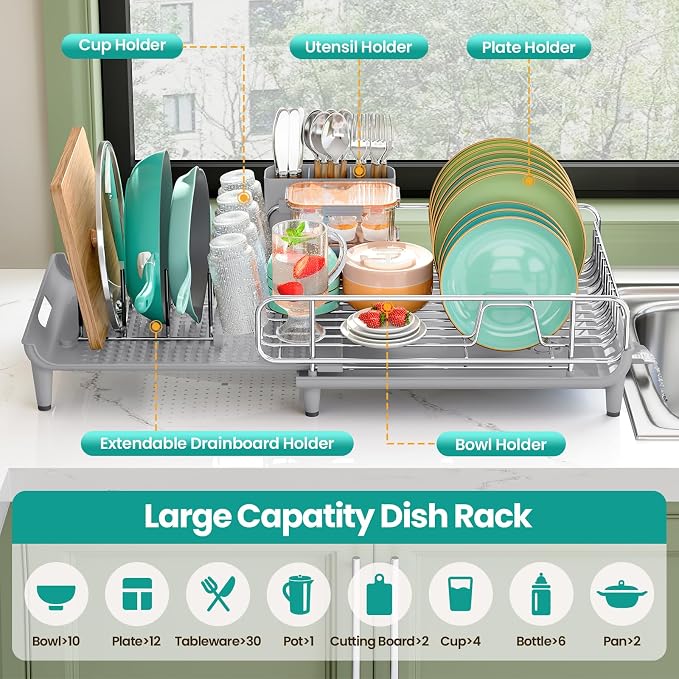 Expandable Dish Drying Rack, Foldable Dish Rack - Image 4