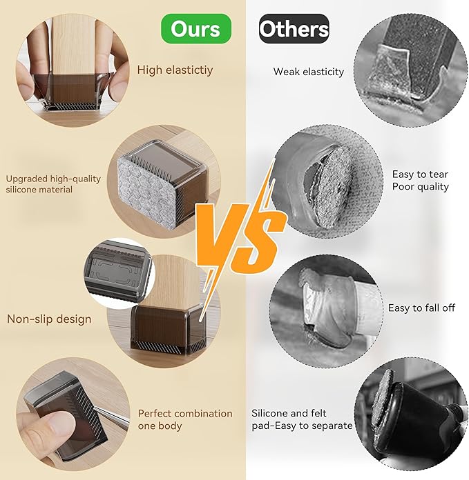 24PCS Rectangular Chair Leg Floor Protectors, Furniture Sliders, Non-Slip Felt - Image 6