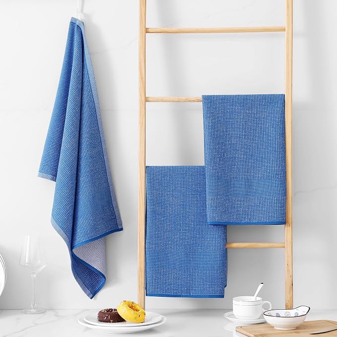 Homaxy Premium Kitchen Towels, Large Cotton Kitchen Hand Towels, Flat and Terry - Image 6