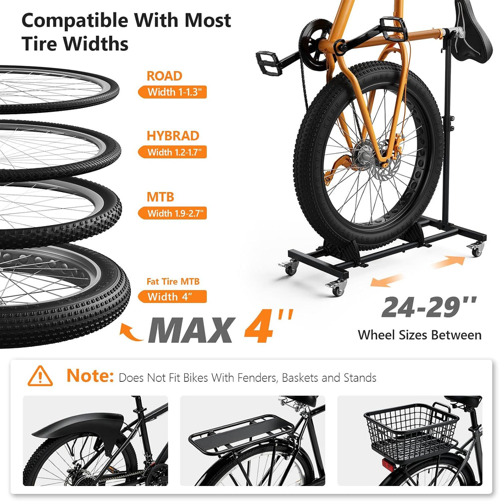 Vertical Bike Stand, (2 Pack) Space Saving Indoor Bicycle Storage Rack with W...