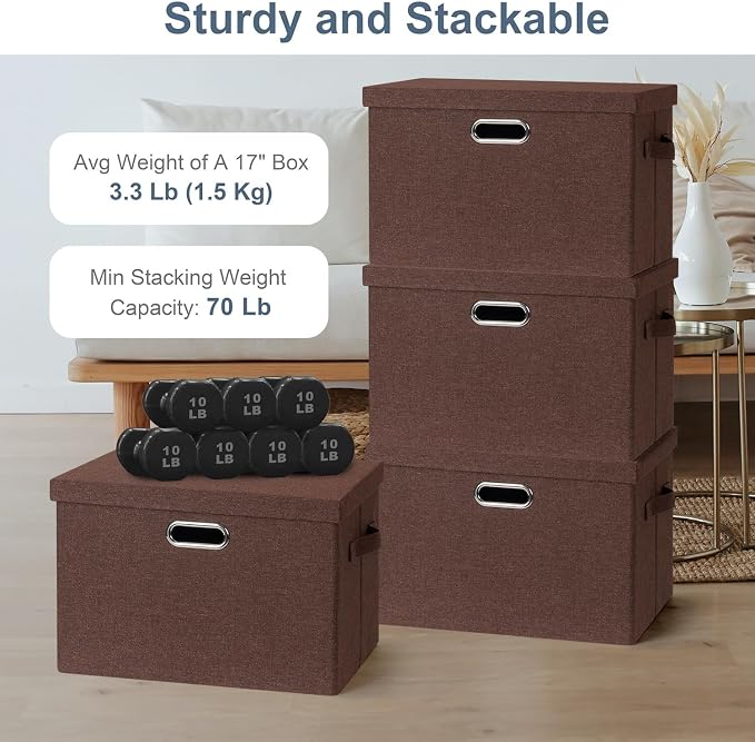 Large 17" 36 Quart Collapsible Stackable Storage Bins - Image 3