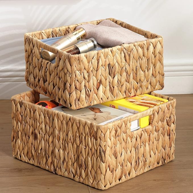 HOONEX Water Hyacinth Storage Baskets, Wicker Baskets - Image 5