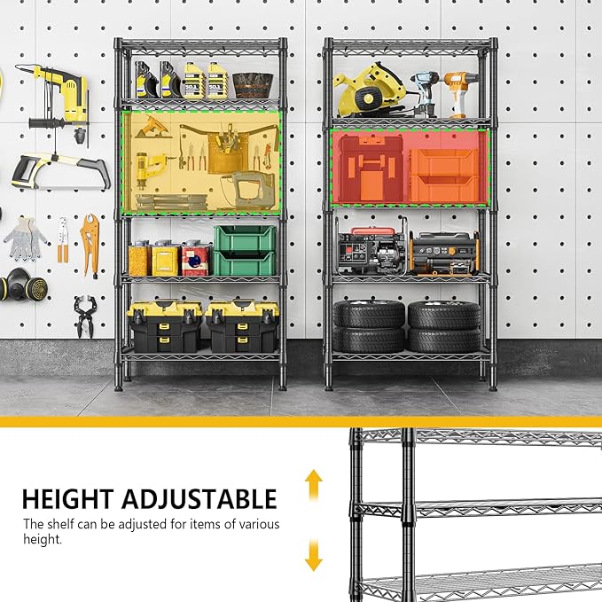 1250 lbs 5 Tier Shelf Metal Storage Shelves Shelving Wire Rack Heavy Duty - Image 6