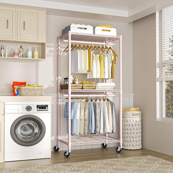 FUTASSI P1 Medium Heavy-Duty Portable Closet, Metal Rolling Clothing Rack - Image 5