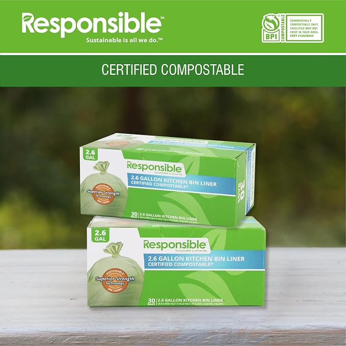 Responsible Products Kitchen Bin Liners, Certified Compostable, Heavy Duty - Image 4