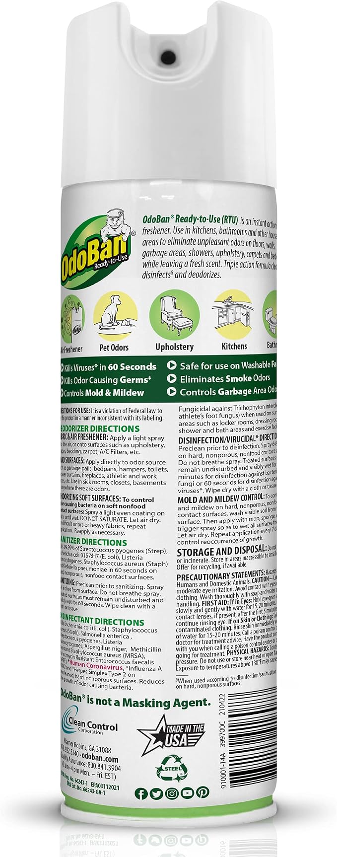 OdoBan Ready-to-Use 360-Degree Continuous Spray Disinfectant & Harsh Aroma - Image 2