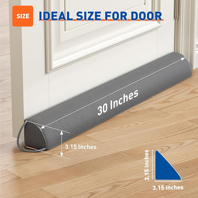 MAGZO Door Draft Stopper 30 Inches, 2 Pack Weighted Triangular Door Snake - Image 3