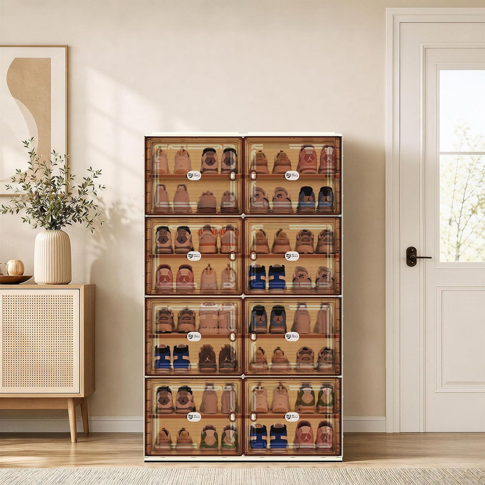 White Shoe Rack Organizer for 32 Pairs of Folding Design