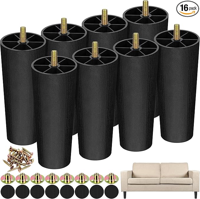 TURSTIN 16 Pack 6 Inch Plastic Furniture Legs by TURSTIN