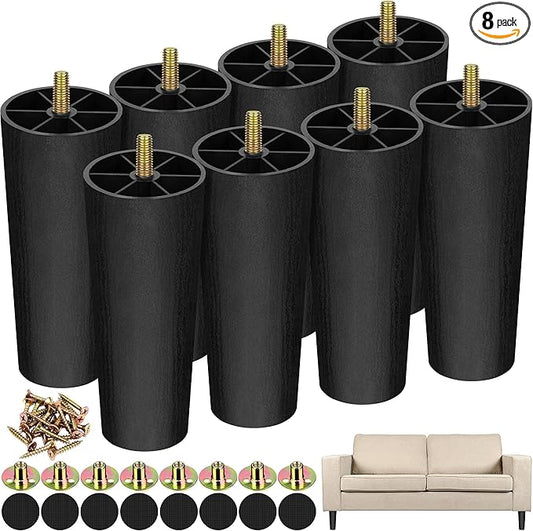 TURSTIN 8 Pack 6 Inch Plastic Furniture Legs by TURSTIN