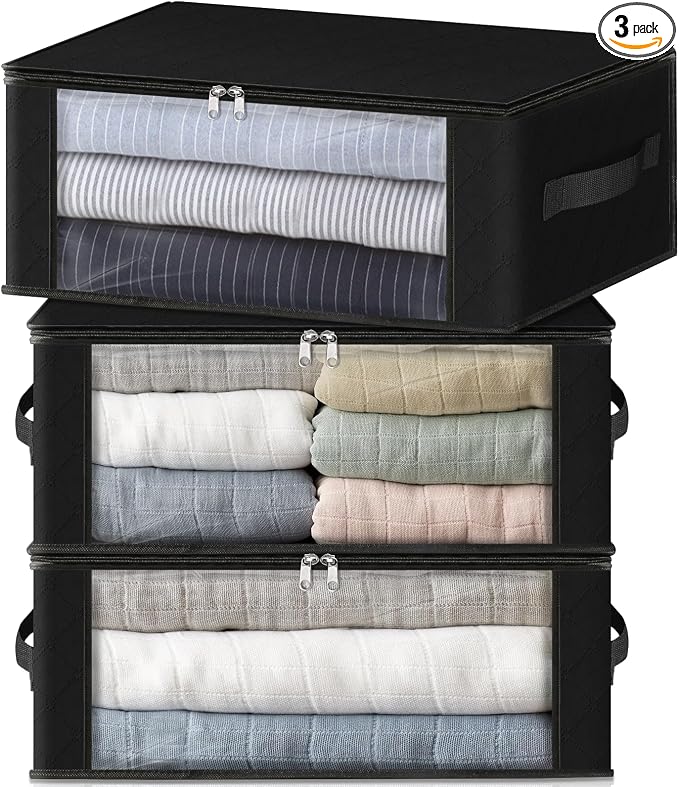 HomeHacks Storage 3-Pack Clothes Organizer Storage Bags Foldable Storage Box by HomeHacks