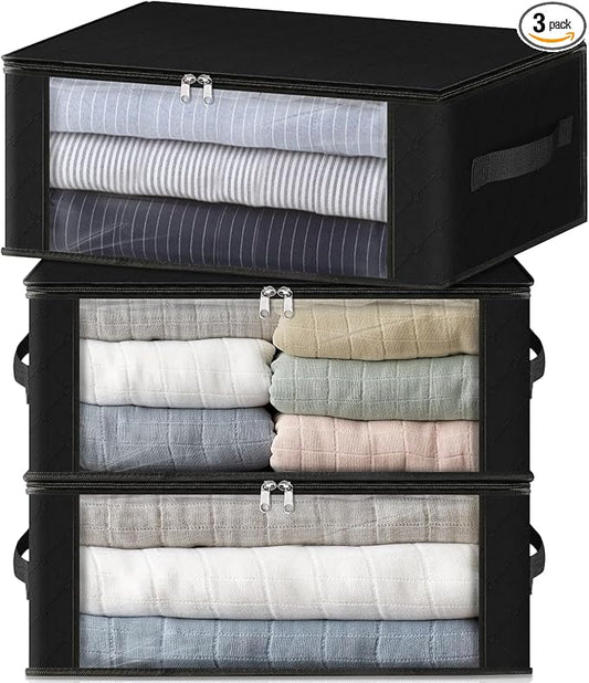HomeHacks Storage 3-Pack Clothes Organizer Storage Bags Foldable Storage Box by HomeHacks