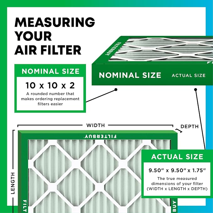 Filterbuy 10x10x2 Air Filter MERV 8 Dust Defense Replacement, Electrostatic - Image 2