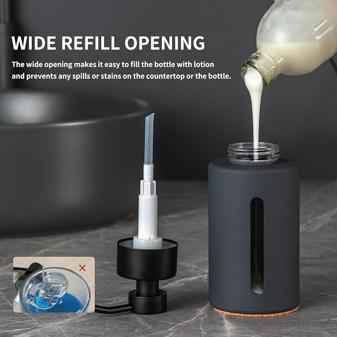 Enra Dish Soap Dispenser with Window, 12oz Gary Kitchen Soap Dispenser with - Image 3
