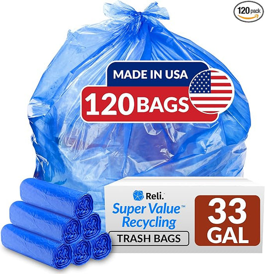 Reli. SuperValue 33 Gallon Recycling Bags Made in the USA by Reli