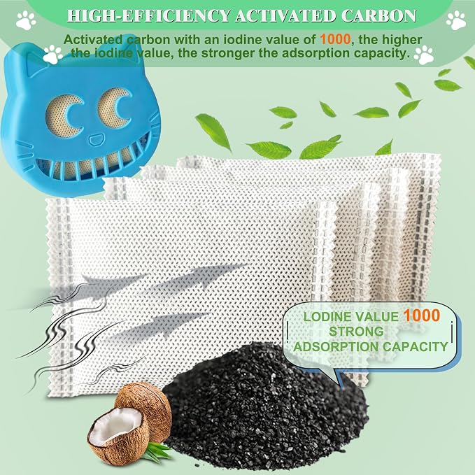 Unscented Cat Litter Box Deodorizer Kit Stick-On Activated Carbon Odor - Image 4