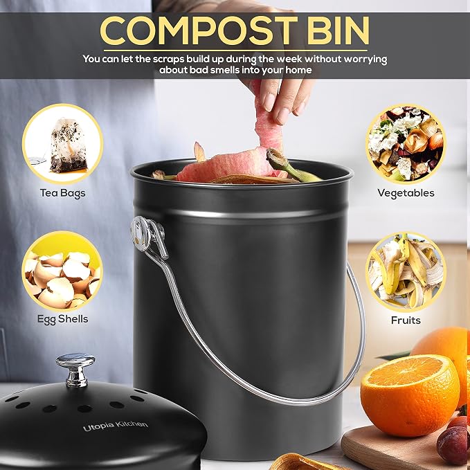 Utopia Kitchen Compost Bin for Kitchen Countertop, 1.3 Gallon Compost Bucket - Image 3