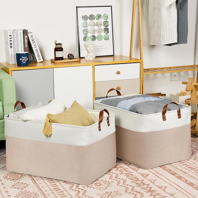 DULLEMELO Extra Large Baskets for Organizing, Foldable Blanket Basket Living - Image 3