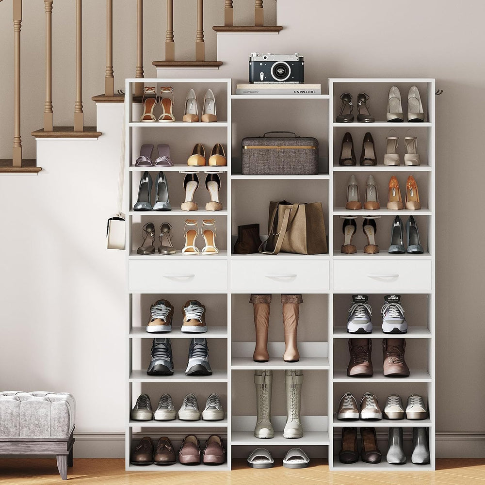 Tall Shoe Rack Set of 2, 9 Tiers Large Shoe Cabinet with Fabric Drawers, Hold...