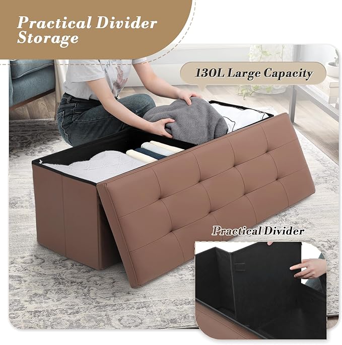 Athena Collection 43" Storage Ottoman Bench Folding Bench - Image 6
