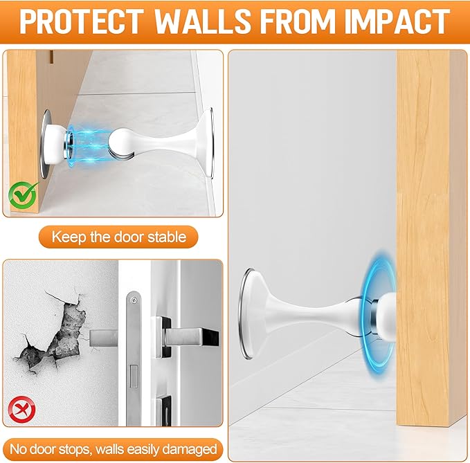 Crosize Magnetic Door Stoppers 6 Pack, Stainless Steel Door Catch - Image 4
