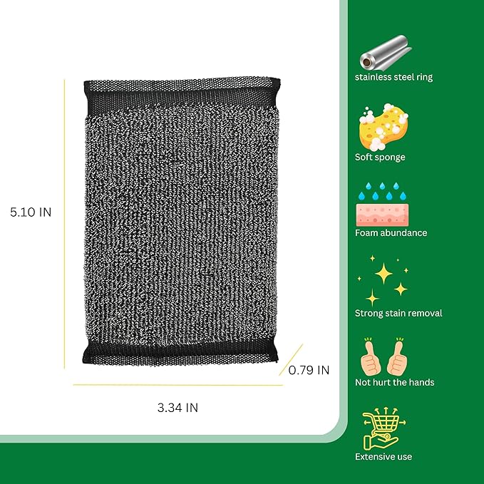 Steel Wool Scrub Sponges Kitchen, Reusable Dish Scrubber Sponge, - Image 2
