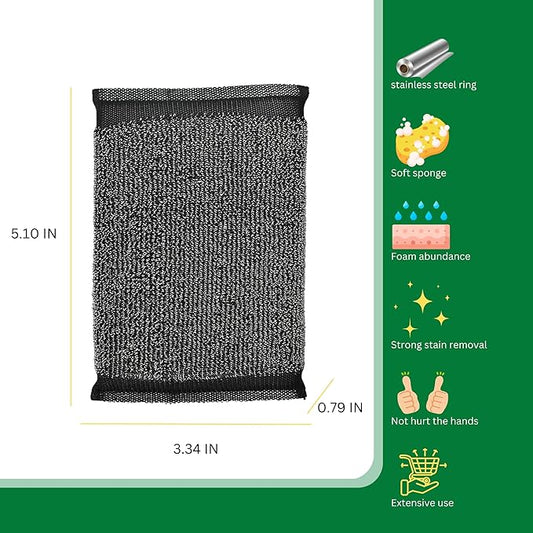 Steel Wool Scrub Sponges Kitchen, Reusable Dish Scrubber Sponge, - Image 2