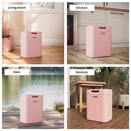 Ypati Handwoven 4 Gallon Rattan Trash Can - Image 5