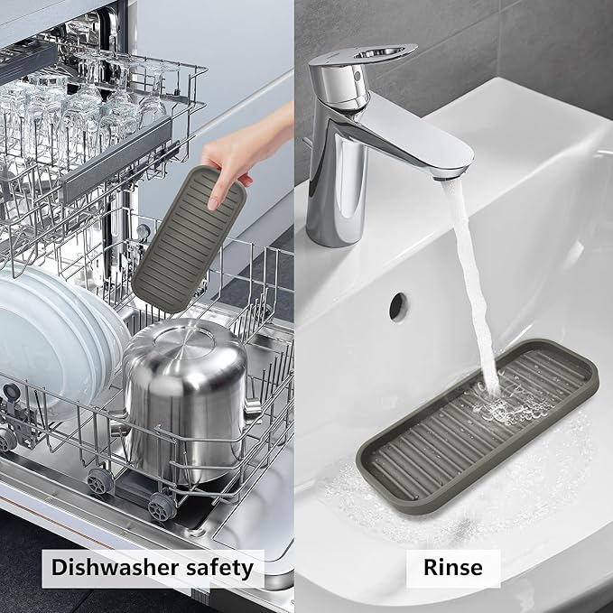 Gosmol Silicone Sponge Holder Kitchen Sink Organizer Tray Dish Caddy Soap - Image 4