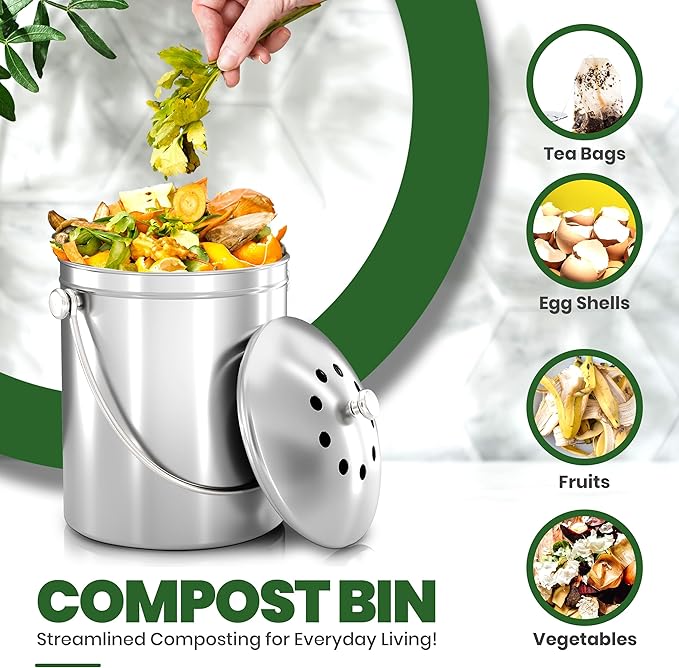 Utopia Kitchen Indoor Compost Bin Kitchen, Odorless Composting - Image 3