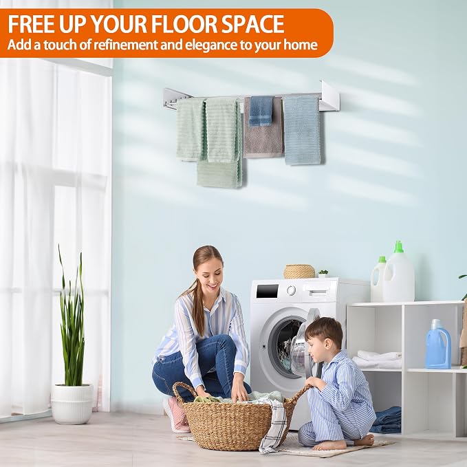 FOCHIER F Laundry Drying Rack Wall Mounted Clothes Drying Rack Collapsible - Image 2