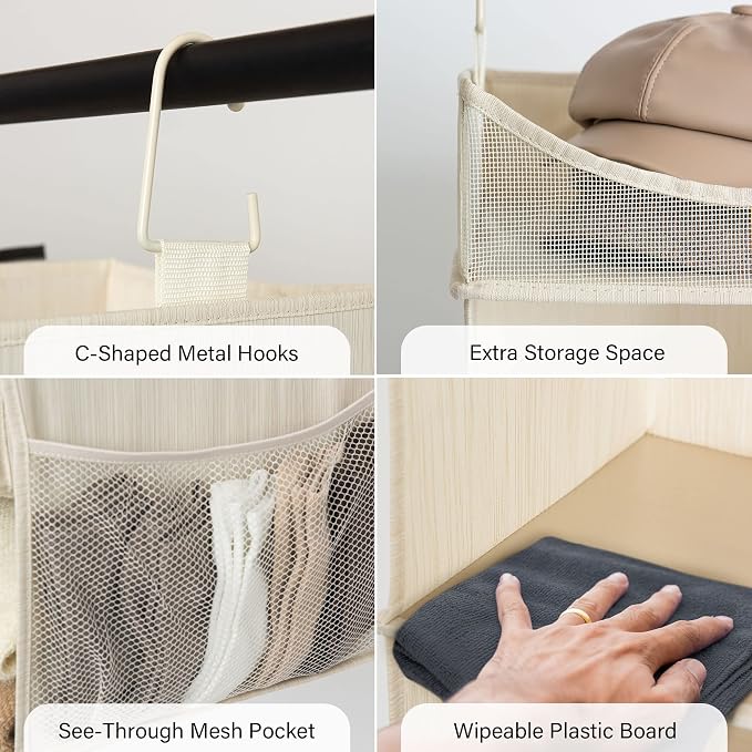 StorageWorks 3-Shelf Hanging Closet Organizer, Adjustable Hanging Closet - Image 4