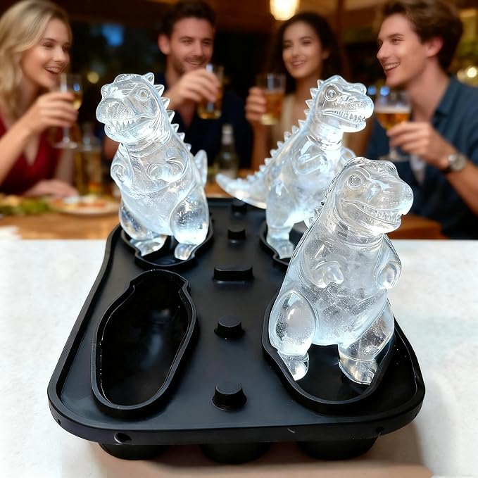 7.48inch Newly Upgraded 4-grid 3D Dinosaur Ice Tray and Covered Silicone Ice - Image 9