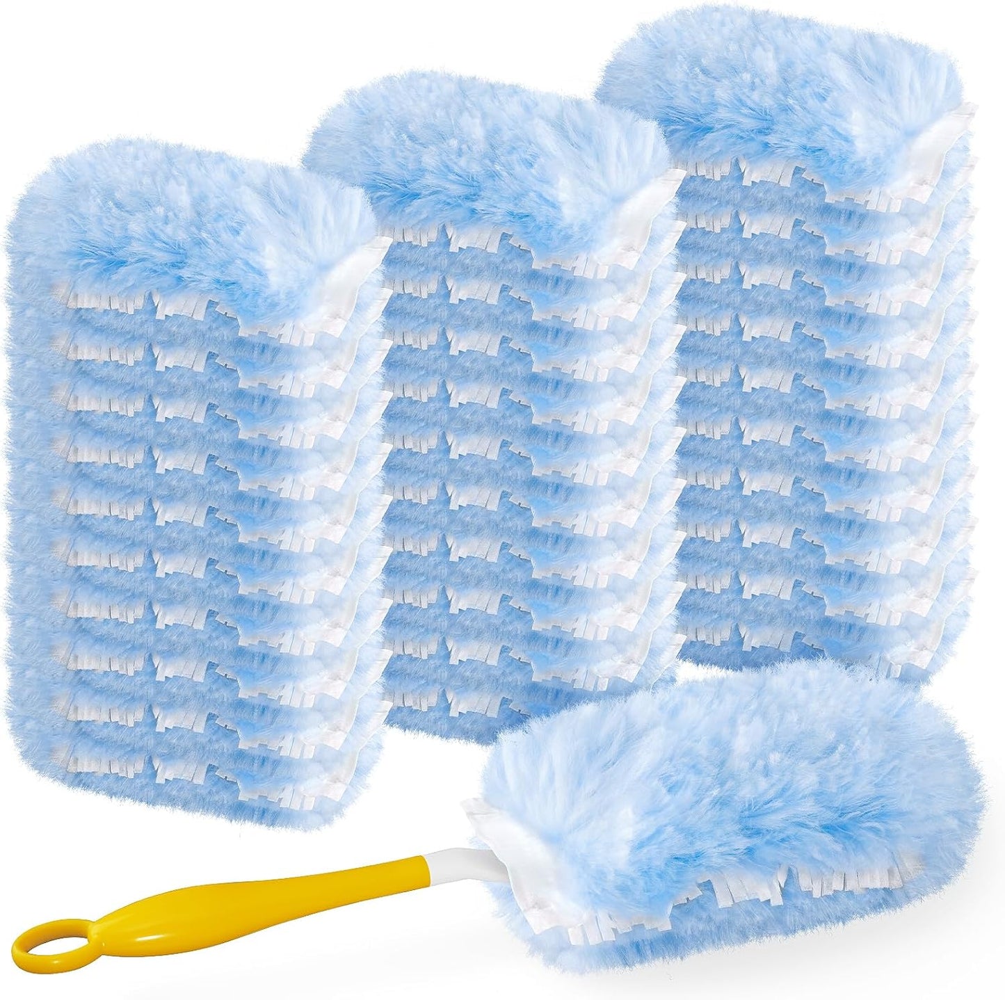Duster Refill for Swiffer Duster, 30 Count Heavy Duty 2 Side 360° Duster Refills with 1 Handle, 4X Microfibers, Disposable Multi Surface Dusters for Cleaning