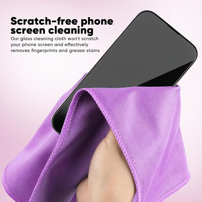 HOMEXCEL Microfiber Glass Cleaning Cloths 6 PK, Lint Free Streak Free, Reusable - Image 5
