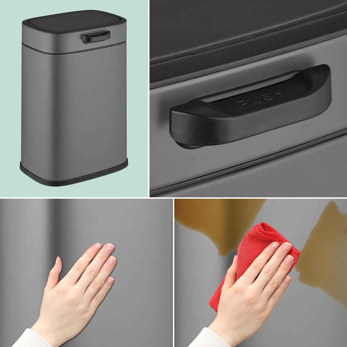 Relaxdays Kitchen Rubbish Bin, 5 L, Hanging Organic Waste Bin, Inner Bin, Suspension & Adhesive Pads, Door Waste Bin, Grey