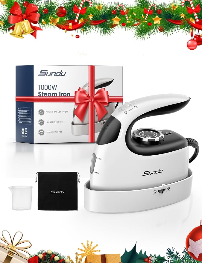 Sundu Mini Travel Iron with Steam, 1000W Portable Non-Stick Soleplate Steam - Image 9