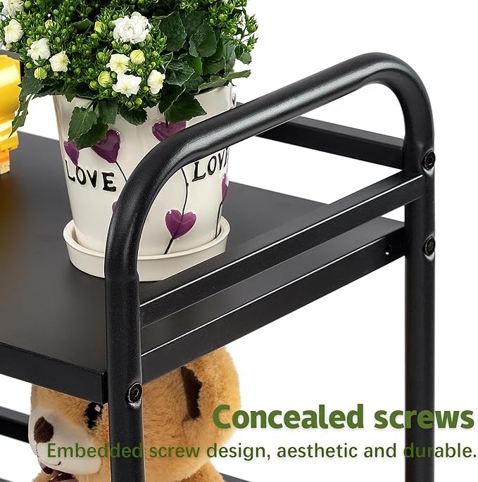 HDANI 3 Tier Rolling Cart Shelves, Heavy Duty Multifunctional Metal - Image 7