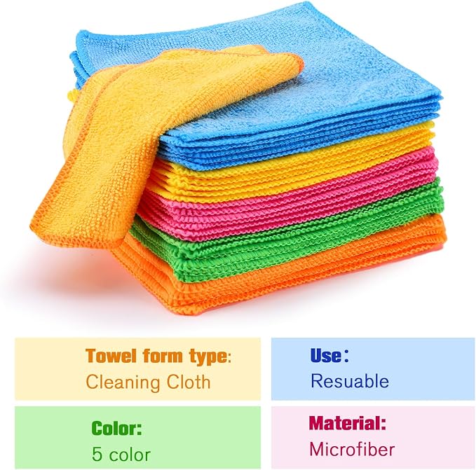 Tanlade Microfiber Cleaning Cloth 6"x6" Cleaning Rags Reasonable Kitchen Towels - Image 3