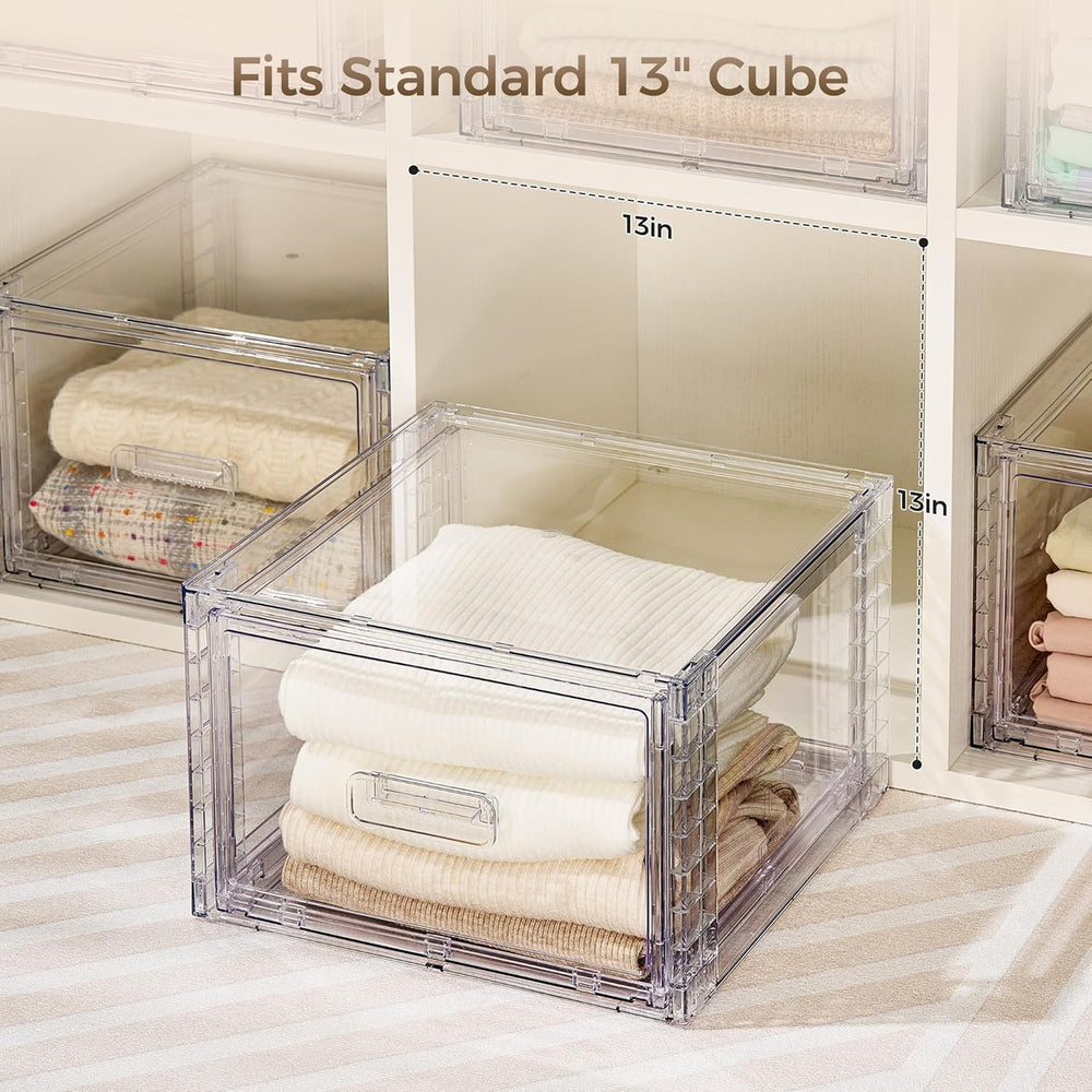 Vtopmart 4 Pack Clear Stackable Closet Storage Drawers 15QT, Medium