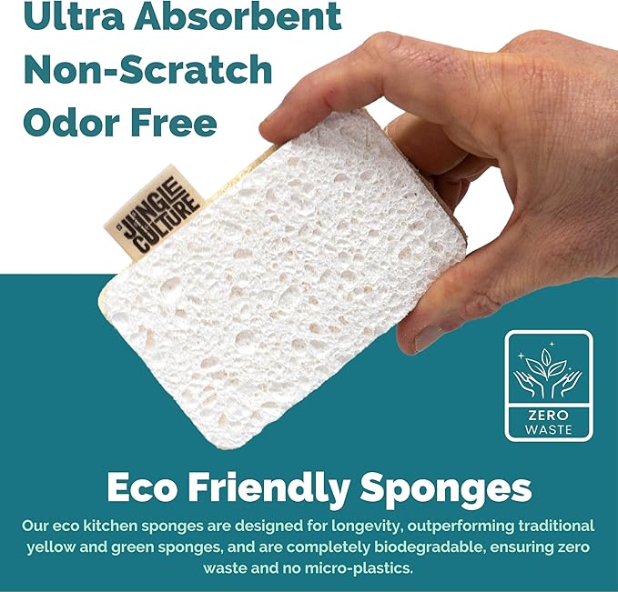 Jungle Culture Eco Sponge Set of 4 • Eco Friendly Natural Dishwashing Sponges • - Image 3