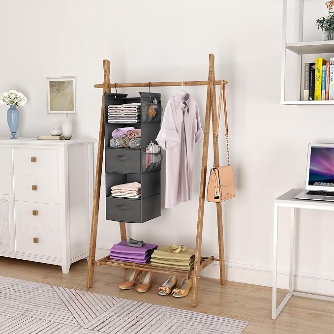 MAX Houser 5 Tier Shelf Hanging Closet Organizer, Cloth Hanging Shelf - Image 2