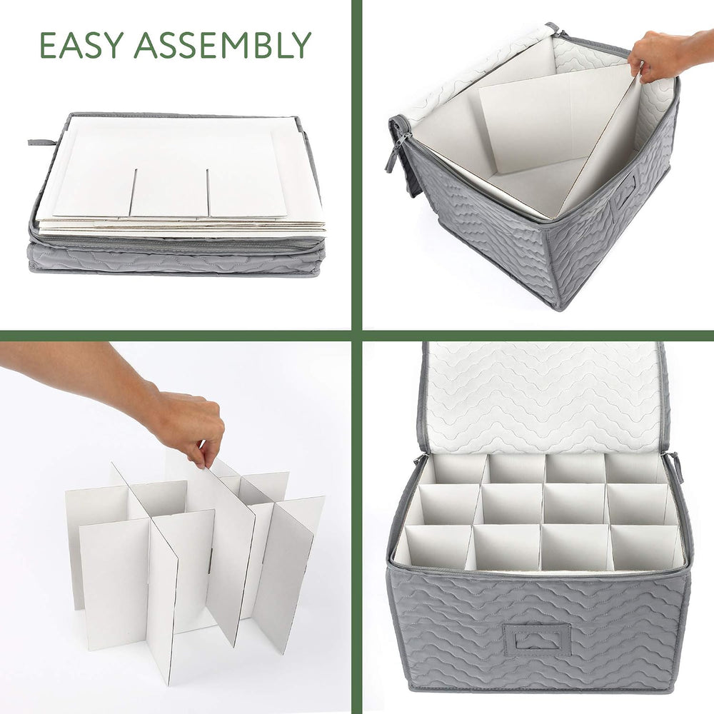 LotFancy China Storage Containers - Quilted 6-Piece Set Storage Box- Stores C...
