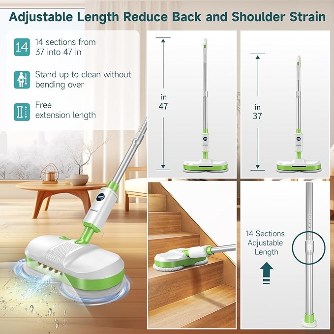 AlfaBot Cordless Electric Mop for Floor Cleaning, Dual Spin Mop - Image 7