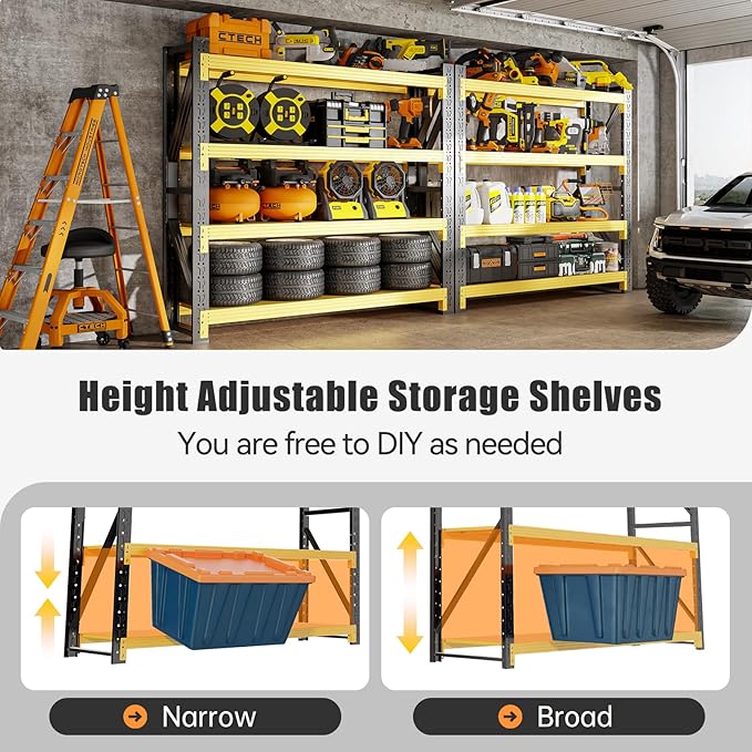 4000LBS Storage Shelves Heavy Duty, 4 Tier Adjustable Shelf, Garage Storage - Image 6