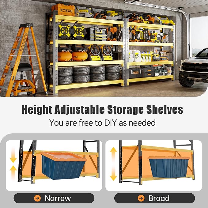 60" W Storage Shelves Heavy Duty, 4 Tier Metal Garage Shelving Units, 5000LBS - Image 6