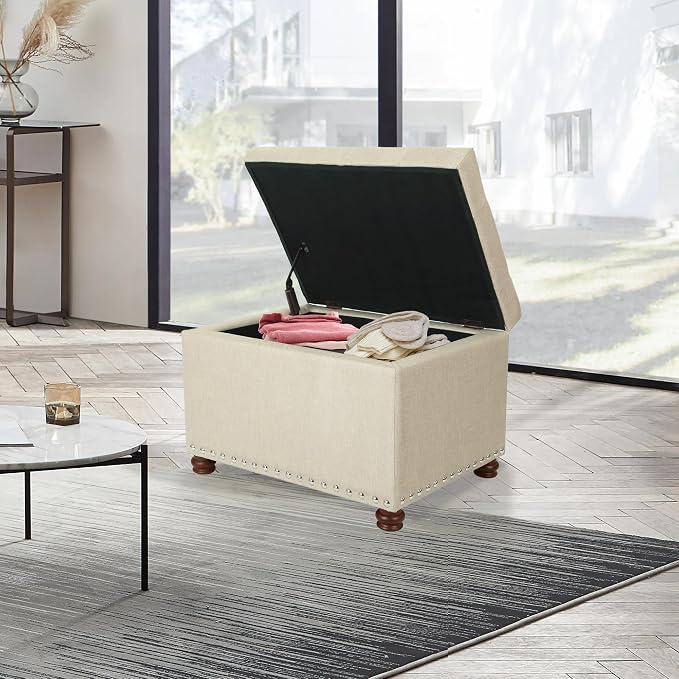 Joveco Storage Ottoman Bench Rectangular Fabric Organization Tufted Footrest - Image 4