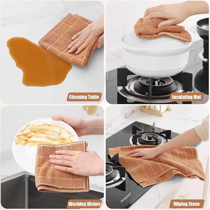 Homaxy Microfiber Kitchen Towels and Dishcloths Set, 12 Pack Soft and Absorbent - Image 5