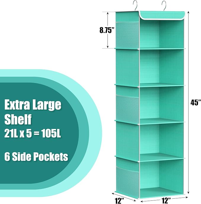 Simple Houseware 5 Shelf Hanging Closet Organizer - Image 3