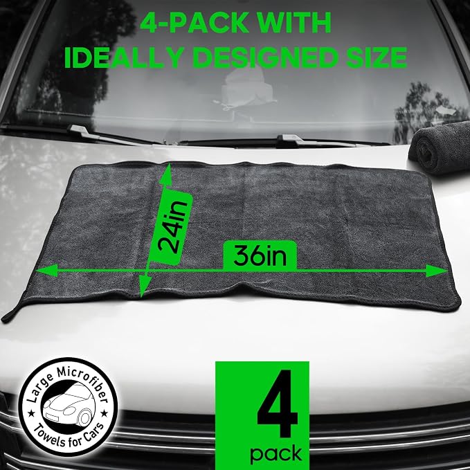 PBHEPJ 4 Pack Microfiber Towels Extra Large Ultra Absorbent Drying Towel - Image 3